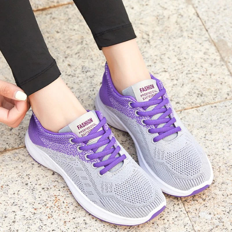 Tenis Feminino 2025 Women Vulcanized Shoes Air Mesh Light Soft Sneakers Female Flats Platform Lace Up Casual Shoes Basket Femme