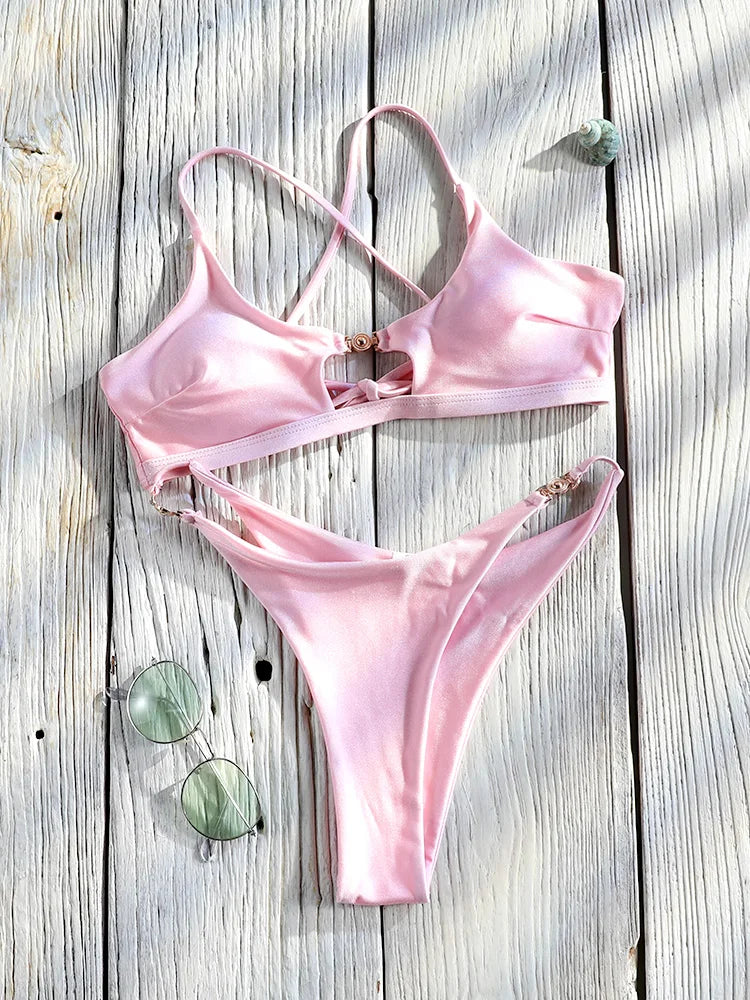 Miyouj Printed Bikini Sets 2025 Swimsuits Bandage Bathsuit Women's Swimwear Hollow Out Bathwear Sexy Two Piece Suit New Bikinis