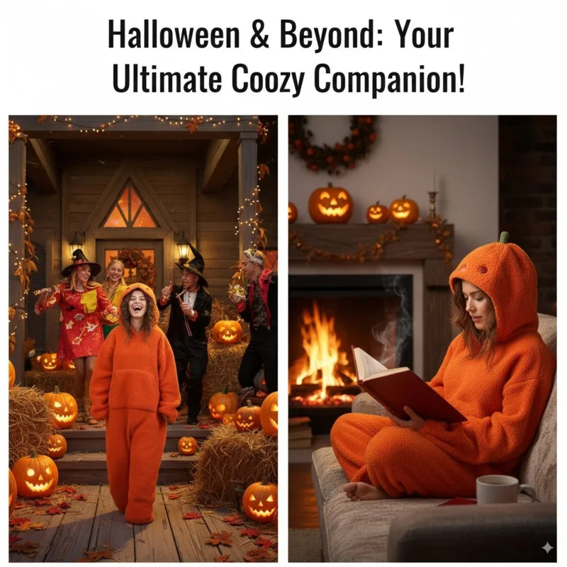 Halloween Lamb Pumpkin Sweatshirt Winter Clothes Pumpkin Jacket Autumn Cute Head Plush Decorated Hoodie Loose Warm Pullover Top