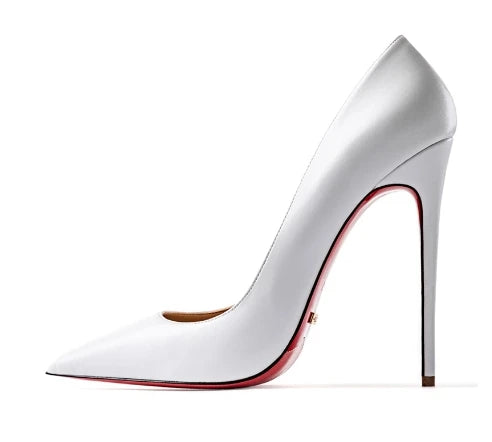 HLTINO 12CM Brown Patent Leather Pumps Women Red Bottom Heels Elegant High Heeled Stilettos Evening Shoe for Party