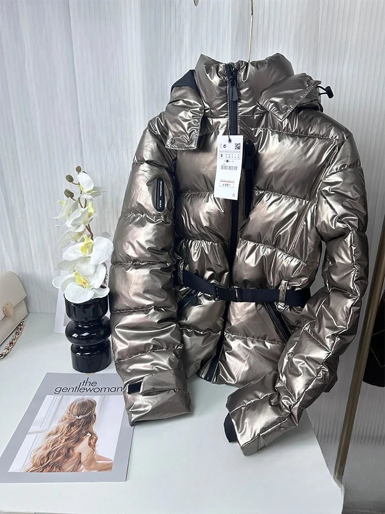 KONDALA Vintage Solid Women Oversized Jackets Zipper Sashes Hooded Pockets Thick Coats Fashion 2025 Autumn Winter Holiday Coats