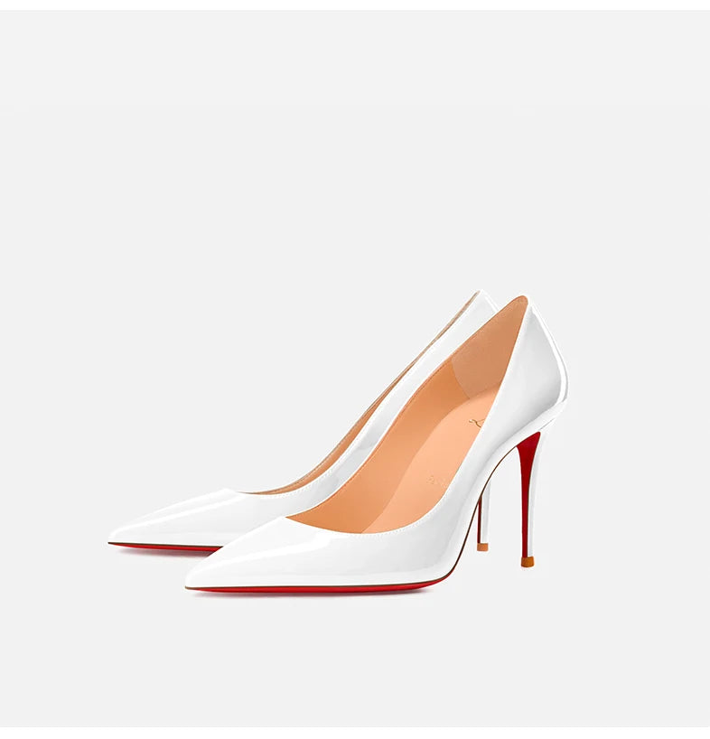 Black red soled high heels for women in 2024, new professional style versatile pointed shallow mouth sexy slim heel shoes