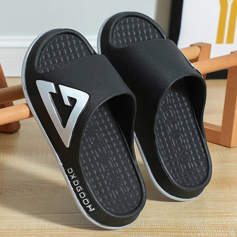 Feslishoet Women Letter Slippers Beach Slides Solid Color Mens Thick Sole Indoor Bathroom Anti Slip Shoes Summer Couple Sandals