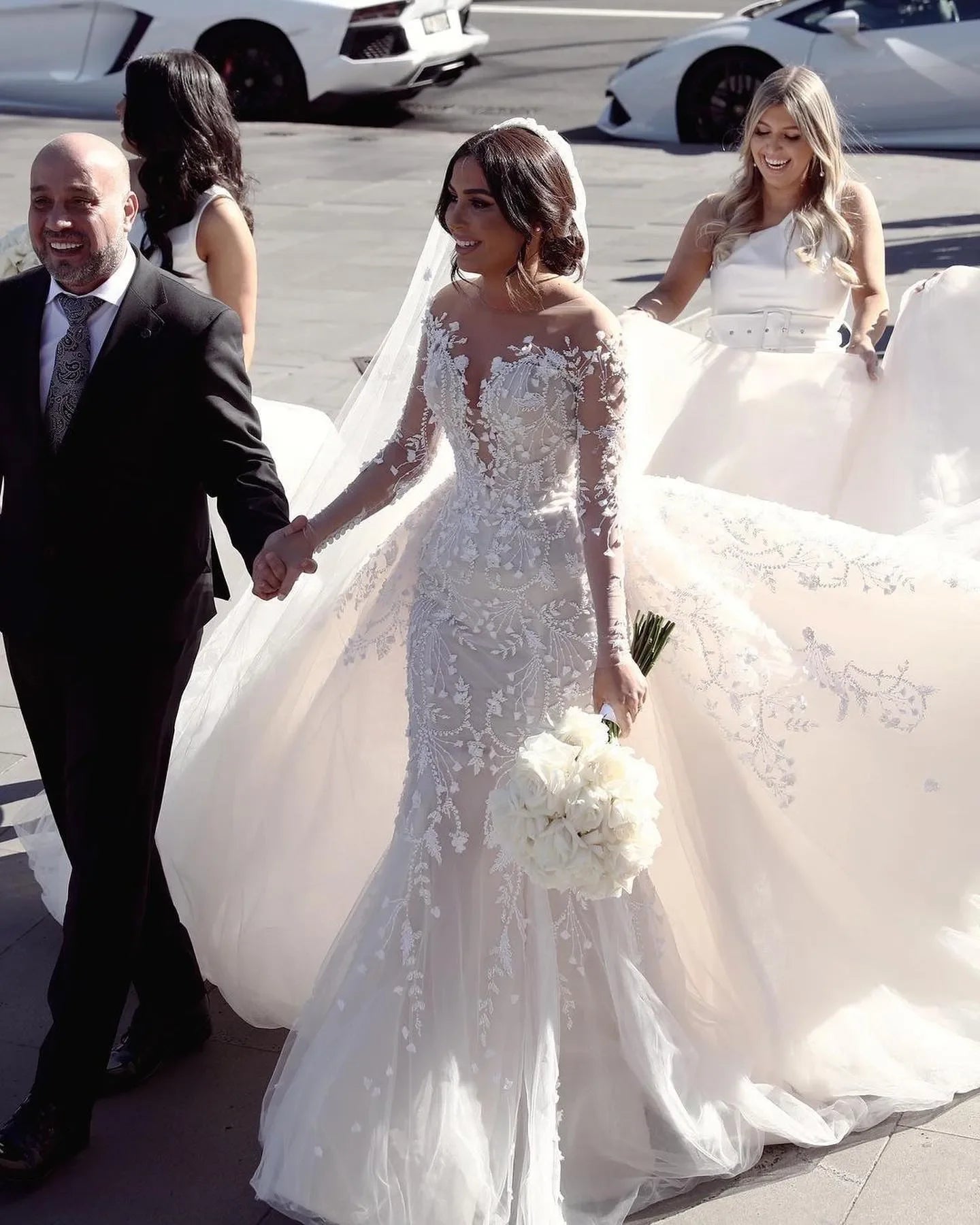 Customized 2026 Elegant Mermaid Chiffon Applique Sequin Princess Wedding Dress Slim Fit Sexy Ball Bridal Gown Vestido De Novia