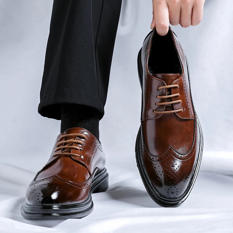 Genuine Leather Men's Dress Shoes Lace-Up Men Big Size 38-46 Casual Shoes Handmade Classic Men Footwear for Wedding Male Oxfords