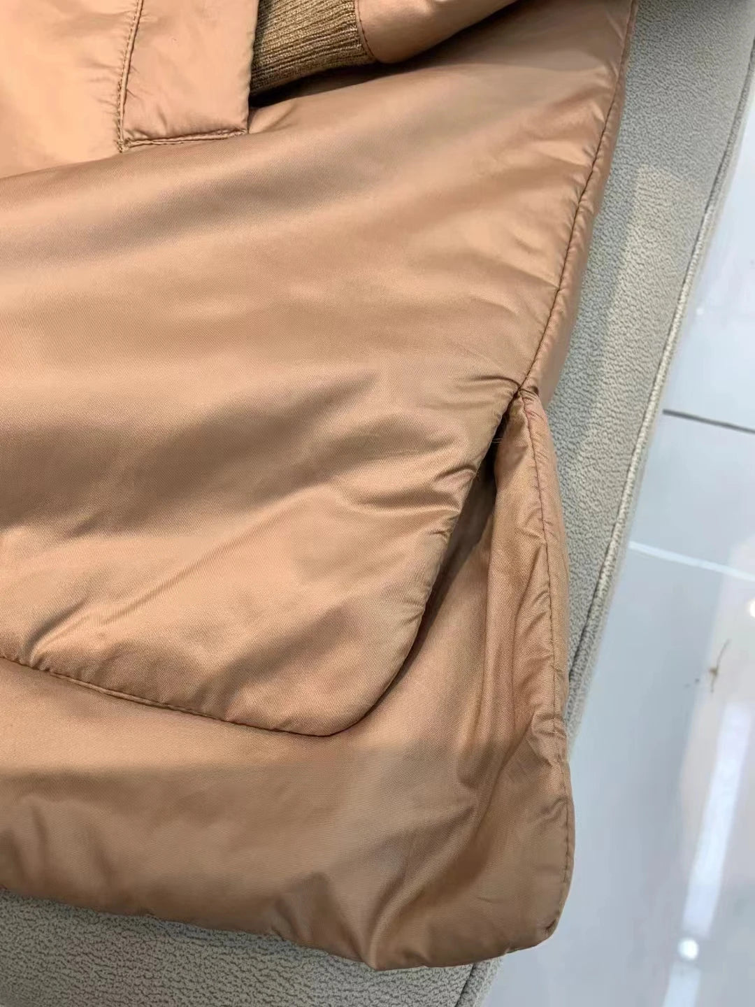 Fenggejiwo baseball jacketFLIGHT JACKET camel velvet silk jacket stand collar loose fit cotton jacket