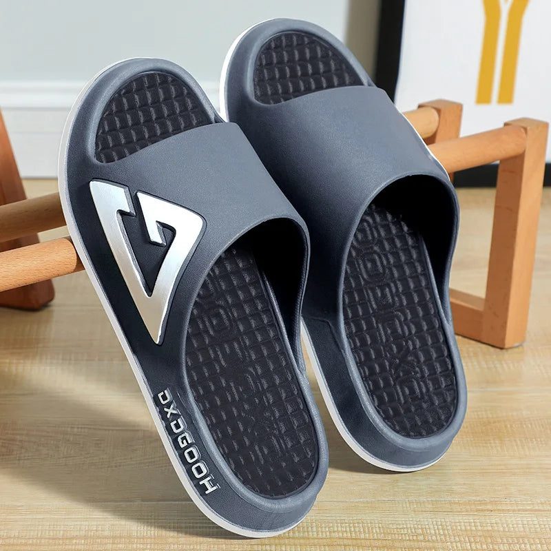 Feslishoet Women Letter Slippers Beach Slides Solid Color Mens Thick Sole Indoor Bathroom Anti Slip Shoes Summer Couple Sandals
