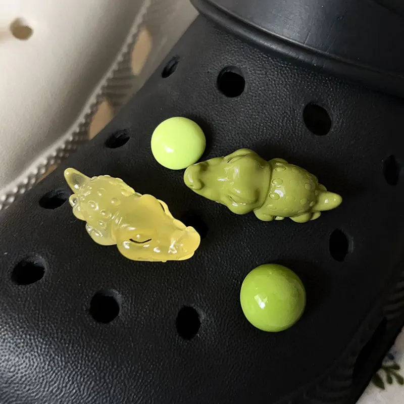 Cute Marine Animal Sleep Crocodile Noctilucent Shoe Charms for Crocs Decorations Garden Sandals Clogs Pins Slipper Accessories