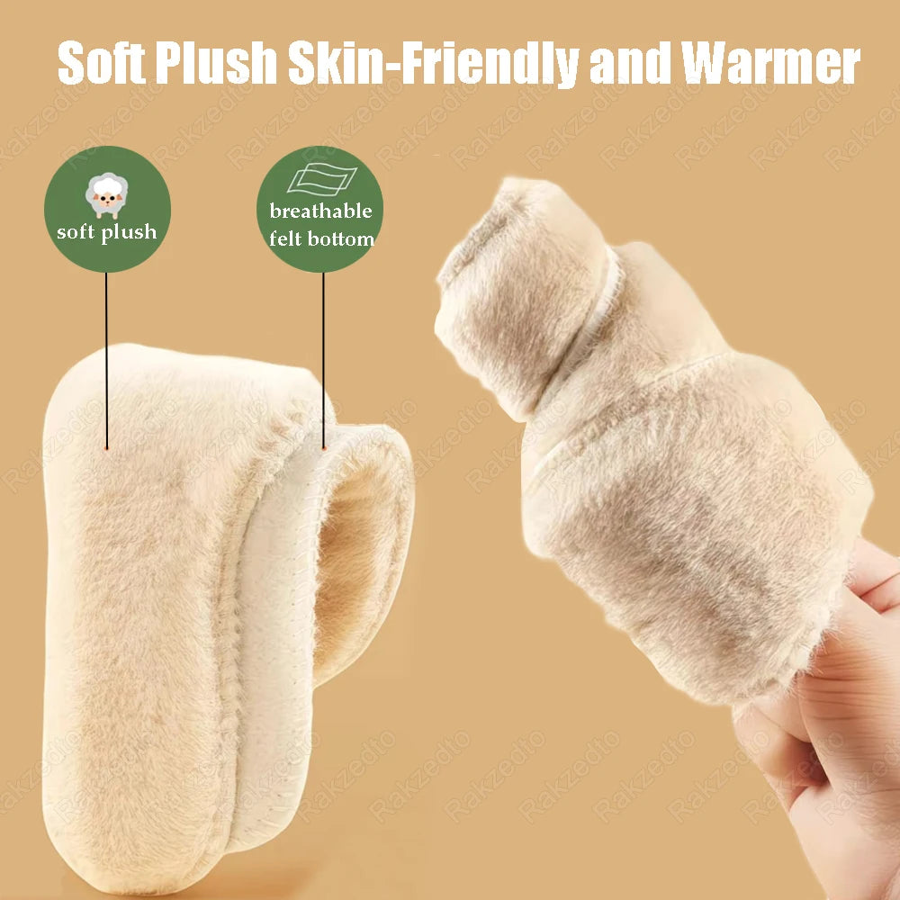 2/4Pcs Wool Felt Warm Insoles For Shoes Man Woman Thickened Cashmere Thermal Insoles for Feet Winter Snow Boots Inner Sole