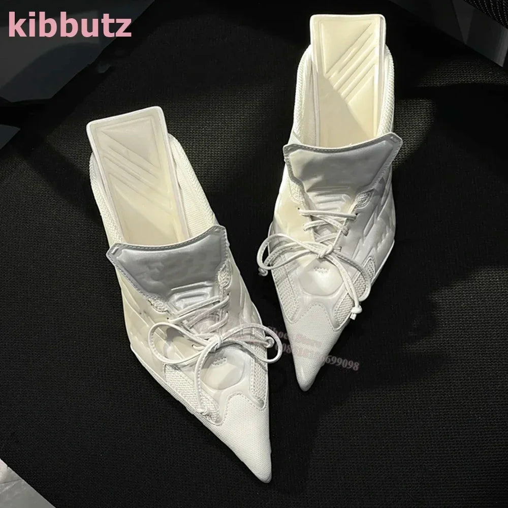 Suede Satin Slipper Pumps Mixed Color Pointed Toe Round Heels Slip-On Fashion Elegant Sexy Concise Women Sneakers Shoes Newest