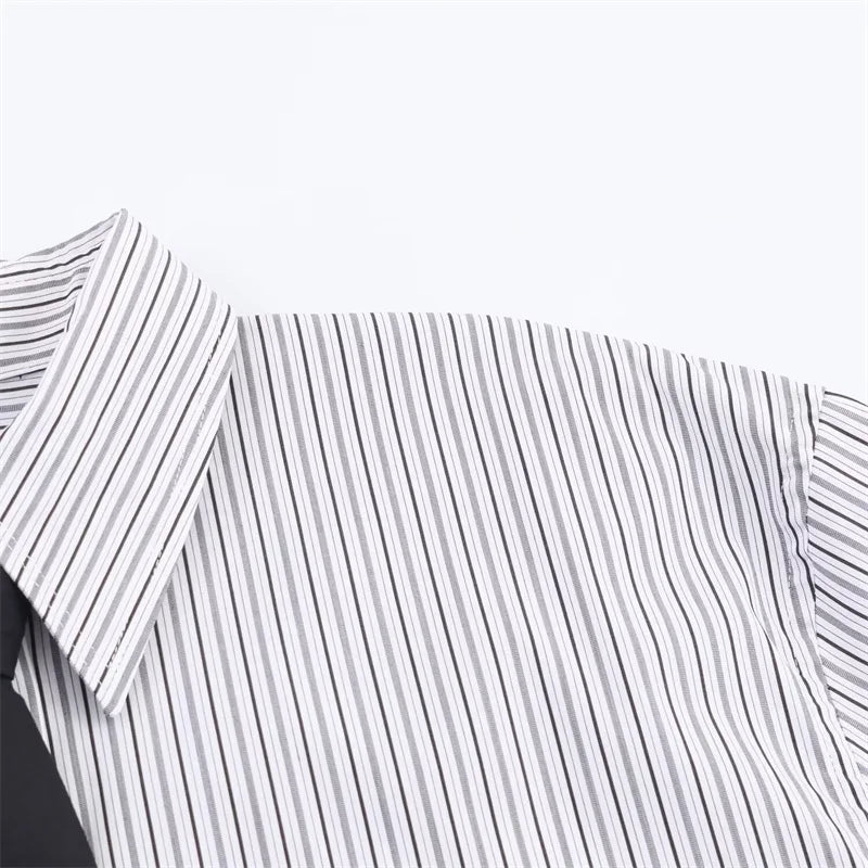 Ladies' shirt  new style  loose plus size  wearing tie  silk striped shirt  women's casual comfortable top