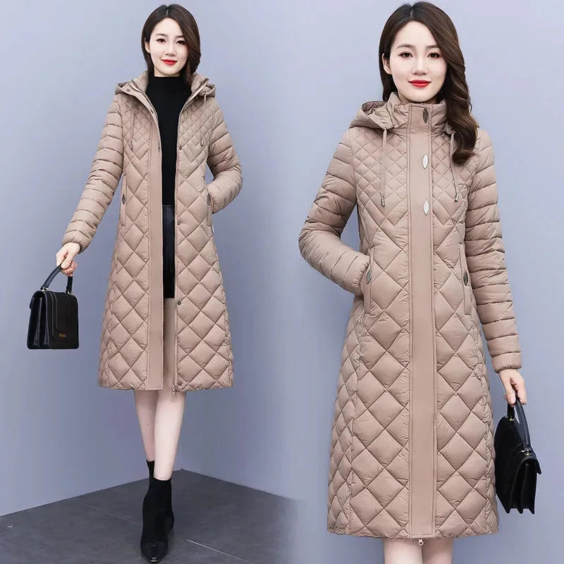 New Cotton-Padded Women Light Down Cotton Coat Long Autumn Winter Jacket Supersize Female Detachable Hooded Parker Overcoat 7XL