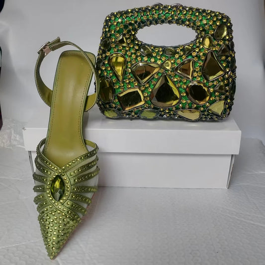 INSIGHTLINK Women's Red Color Rhinestones high heeled Shoes With Heart Clutch Diamond high-heeled Stiletto sandals For Wedding