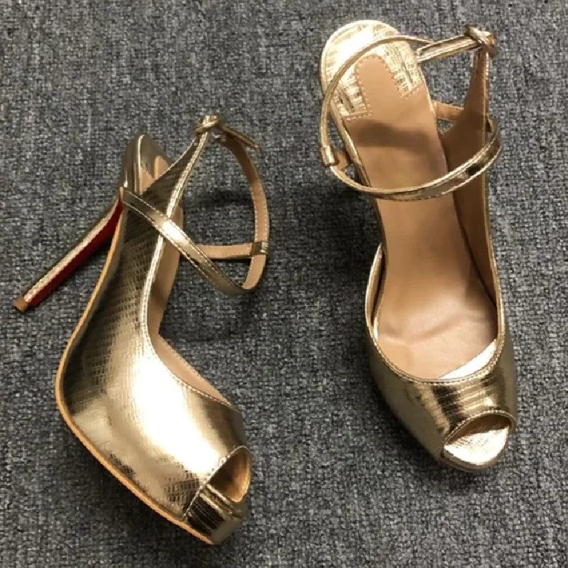 Gold Platform Stiletto High Heels Pumps Sandals Women's Shoes Set Clutch Shoulder Bag Banquet Wedding Slingback Zapatos De Mujer