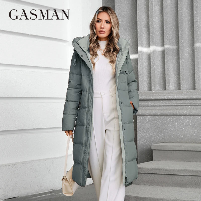 GASMAN 2024 Women's winter jacket fashion long Big pocket Coat women brand high-quality parka windproof warm down jackets 88618