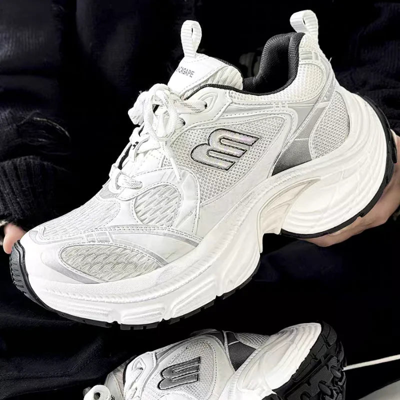 Fashion Contrast Color Design Women's Vulcanized Shoes Brand Design Thick Sole Heightening Sports Shoes Ladies New Sneakers 2025