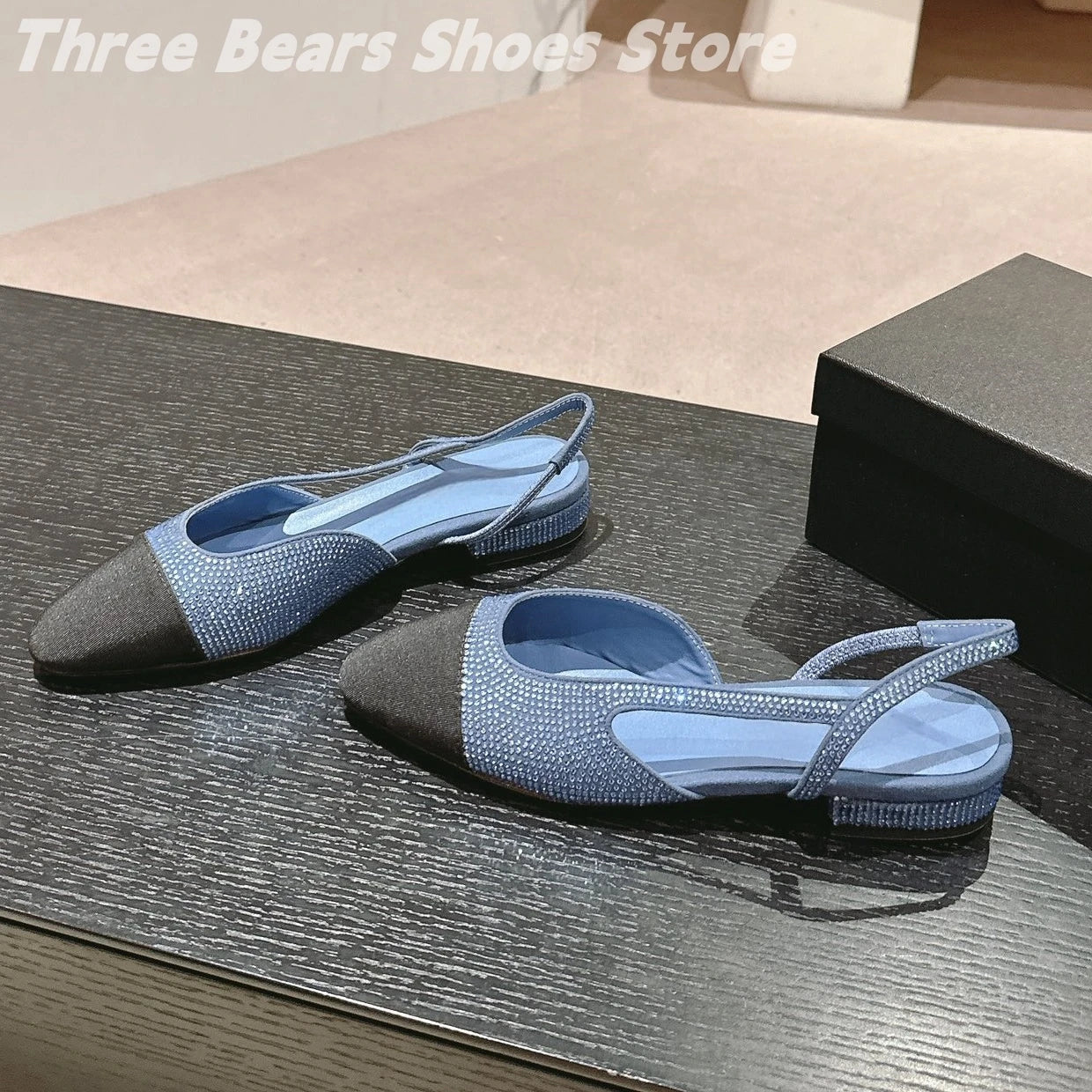 Crystal Mixed Colors Almond Shaped Toes Sling Back Zapatos Mujer Sheepskin Shallow Stiletto Heels Slip-on Woman Sandals 34-42