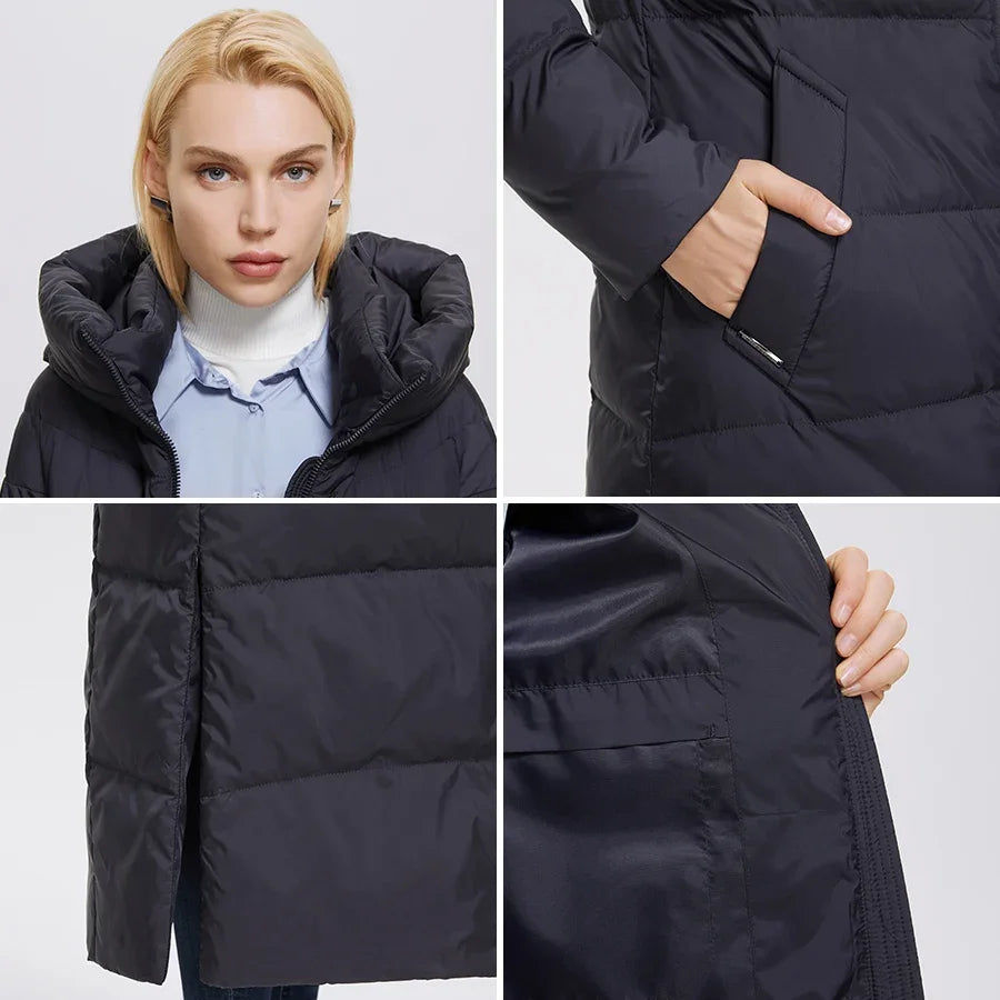 MIEGOFCE 2024 Winter Women Outwear Parka Super Long Warm And Windproof Zipper Cotton Coat With Stand-Up Collar Jackets D21679