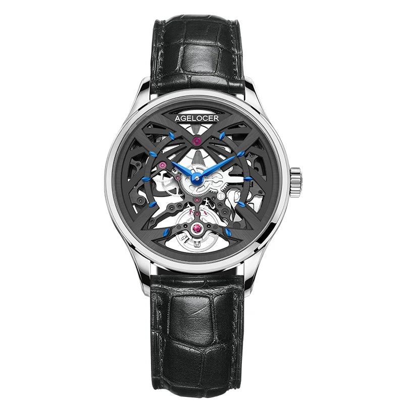 AGELOCER Original Schwarzwald Watch Women's Business Luxury Watch Skeleton Automatic Mechanical Watch Birthday Gift for Women