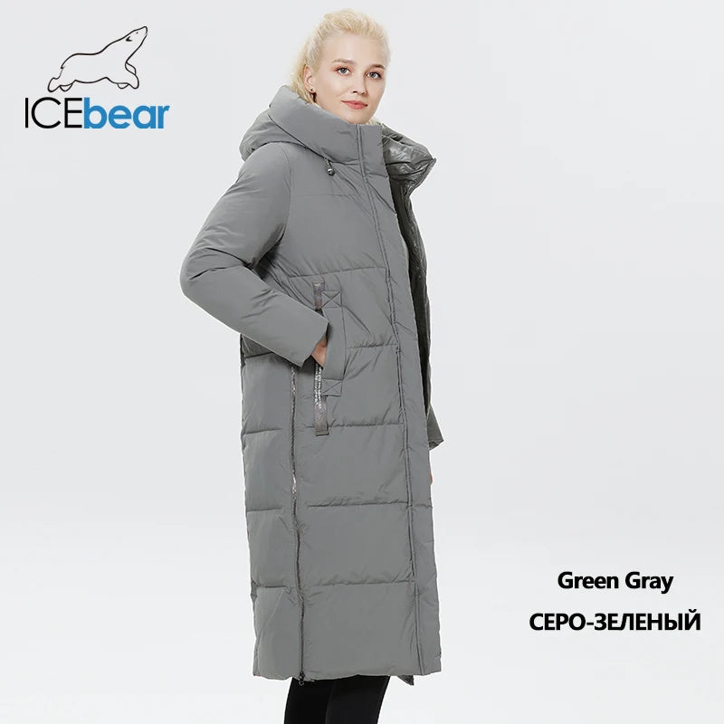 ICEbear-Long Hooded Jacket for Women, Fashionable Clothing, Winter Coat, GWD22580D, 2023 New