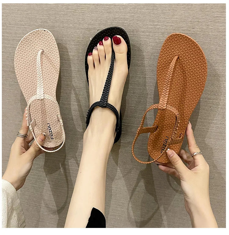 Summer Womens Bohemian Sandals Flat Flip Flops Casual Beach Shoes Comfort Open Toe Outdoor Slippers