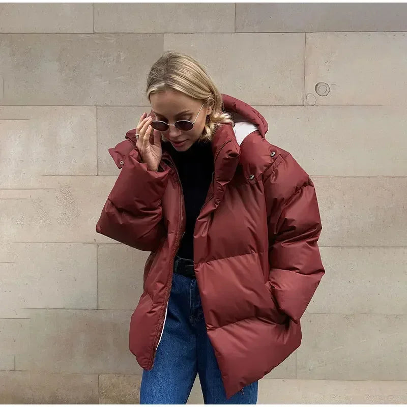Zekye Winter Solid Color Jacket Zip-up Women's Lightweight Padded Bomber Jacket Long Sleeve Coats Ladies Coat Womens 2024