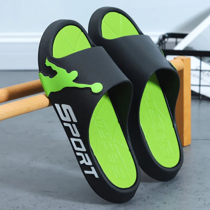 Feslishoet Women Letter Slippers Beach Slides Solid Color Mens Thick Sole Indoor Bathroom Anti Slip Shoes Summer Couple Sandals