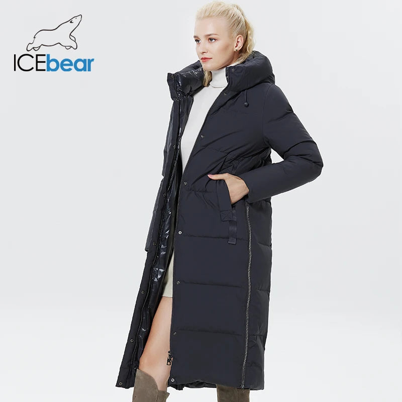 ICEbear-Women's Cotton Hooded Parkas, Long Cotton Coats, Windproof Clothes, Winter Jacket, New Fashion, 2023, GWD22580D