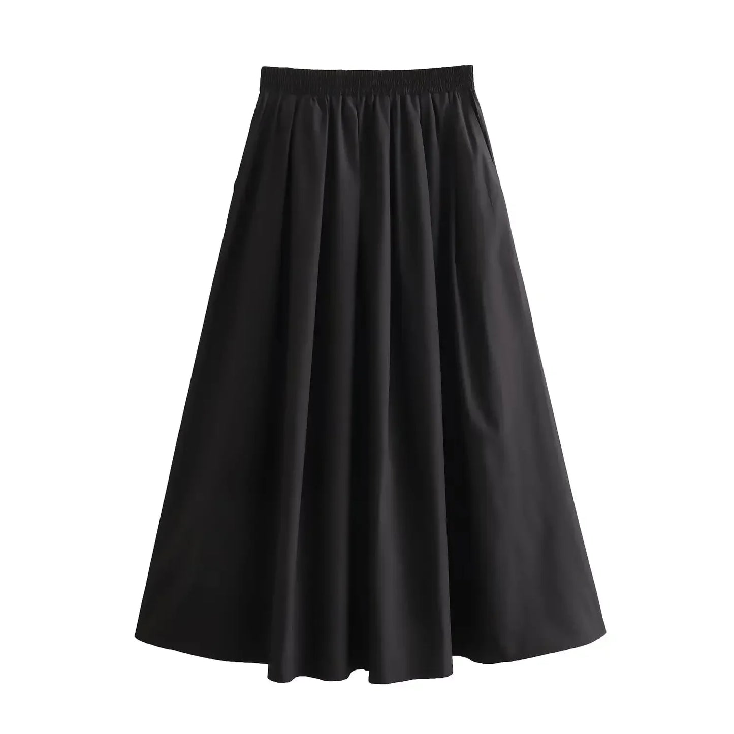 Mooyufon Women's Fashion Spring New Black Wide Pleated Swing Vintage Chic Female High Waist  Elegant A-line Long Skirt Mujer