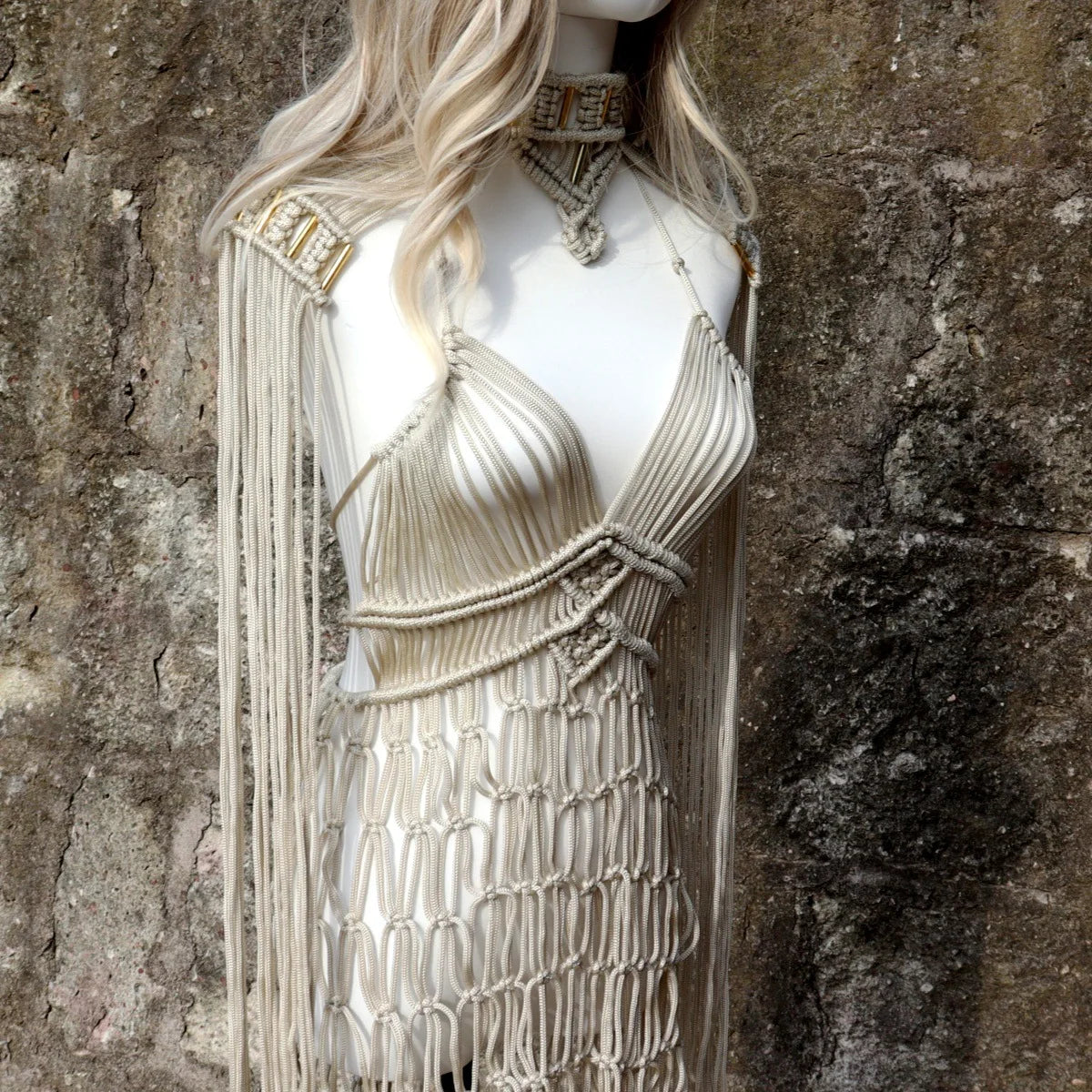 Handmade Crochet Knitted Women Cover Ups Tassel Hollow Out 2 Piece Set 2024 Summer Holiday Outfits Elegant Beach Bathing Suit