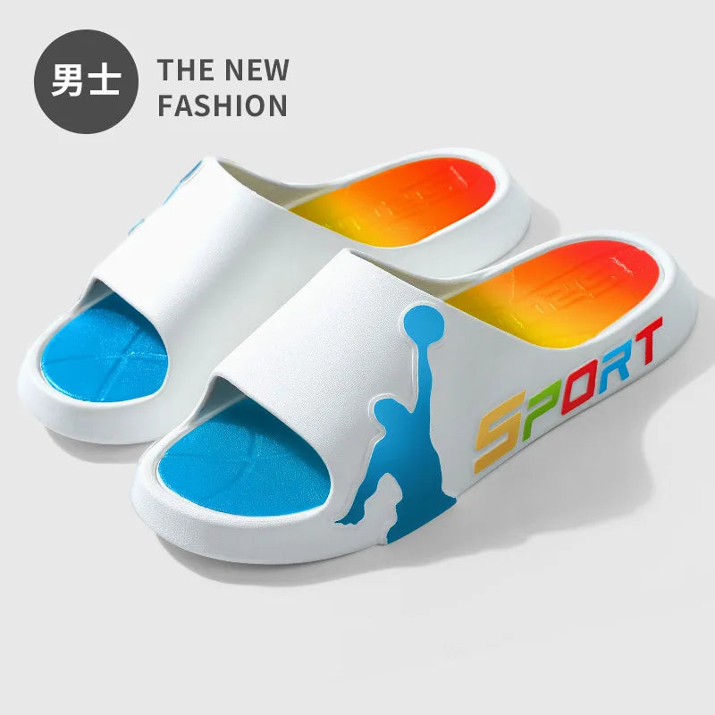 Feslishoet Women Letter Slippers Beach Slides Solid Color Mens Thick Sole Indoor Bathroom Anti Slip Shoes Summer Couple Sandals