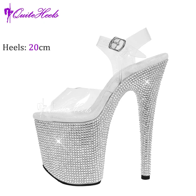 20cm 8Inches Diamond Stripper Pole Dance Shoes Women Sexy Show Crystal High Heels Sandals Party Club Platform High-heeled Shoes