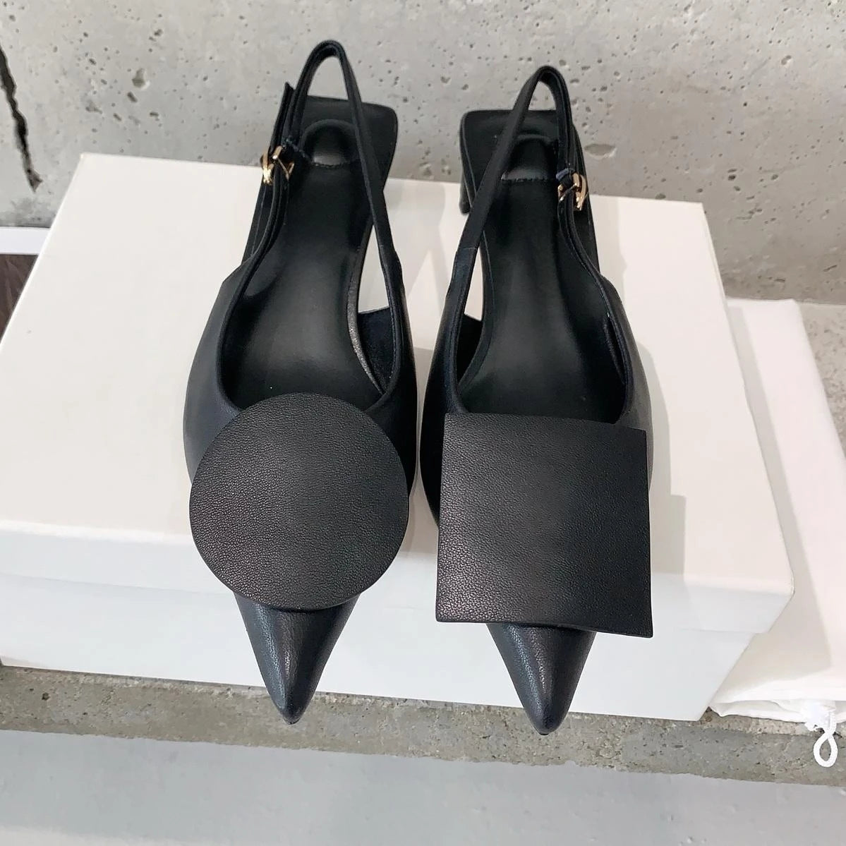 2025 Newest Summer Genuine Leather Pointed-Toe Mid Heel Slingback Woman Sandals Mules Oxfords Banquet Pumps Desinger Botas Mujer