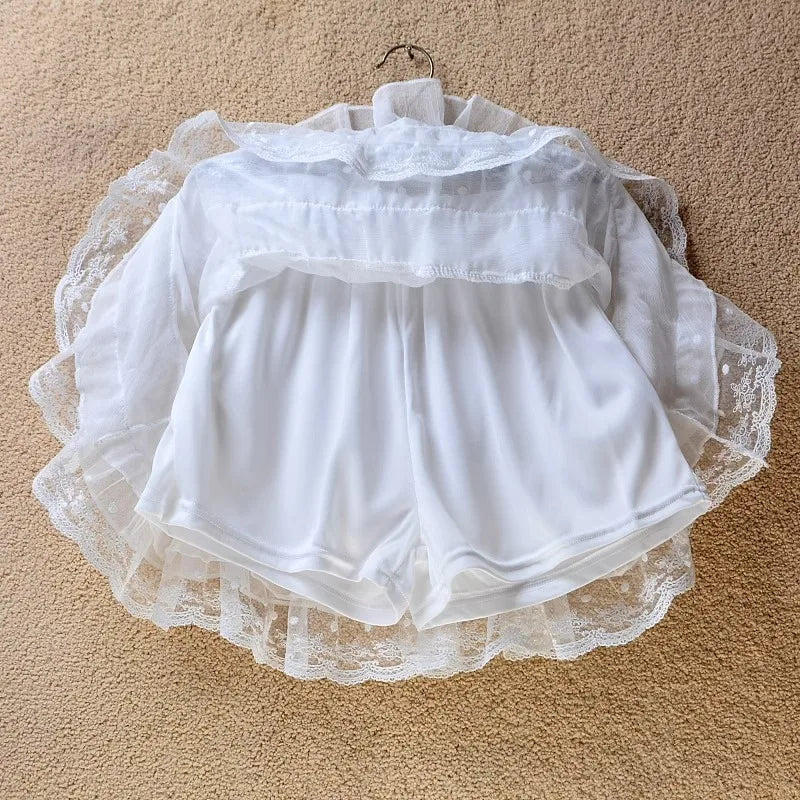 Short skirt white lace cake skirt skirt skirt female summer high waist thin a line skirt princess puffy skirt