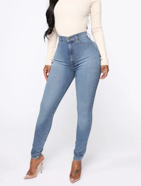 Denim Pencil Pants Jeans Women Streetwear 2025 Skinny Stretch High Waist Washed Pockets Basis Ankle Length Trousers Distressed