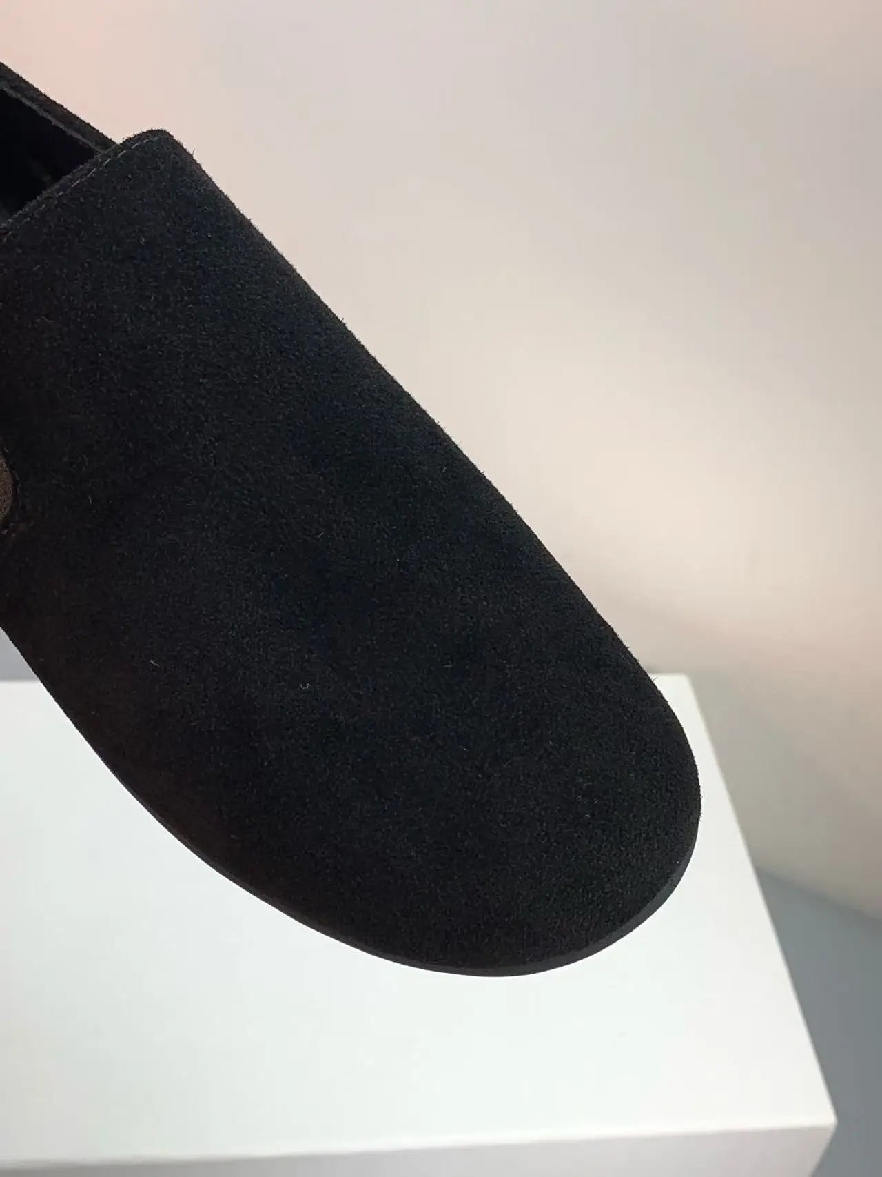 L2517  Slip-On Rubber Sole Loafers Old Money Casual Style Susde Genuine Leather Solid Shoes For Women 2025 New Spring