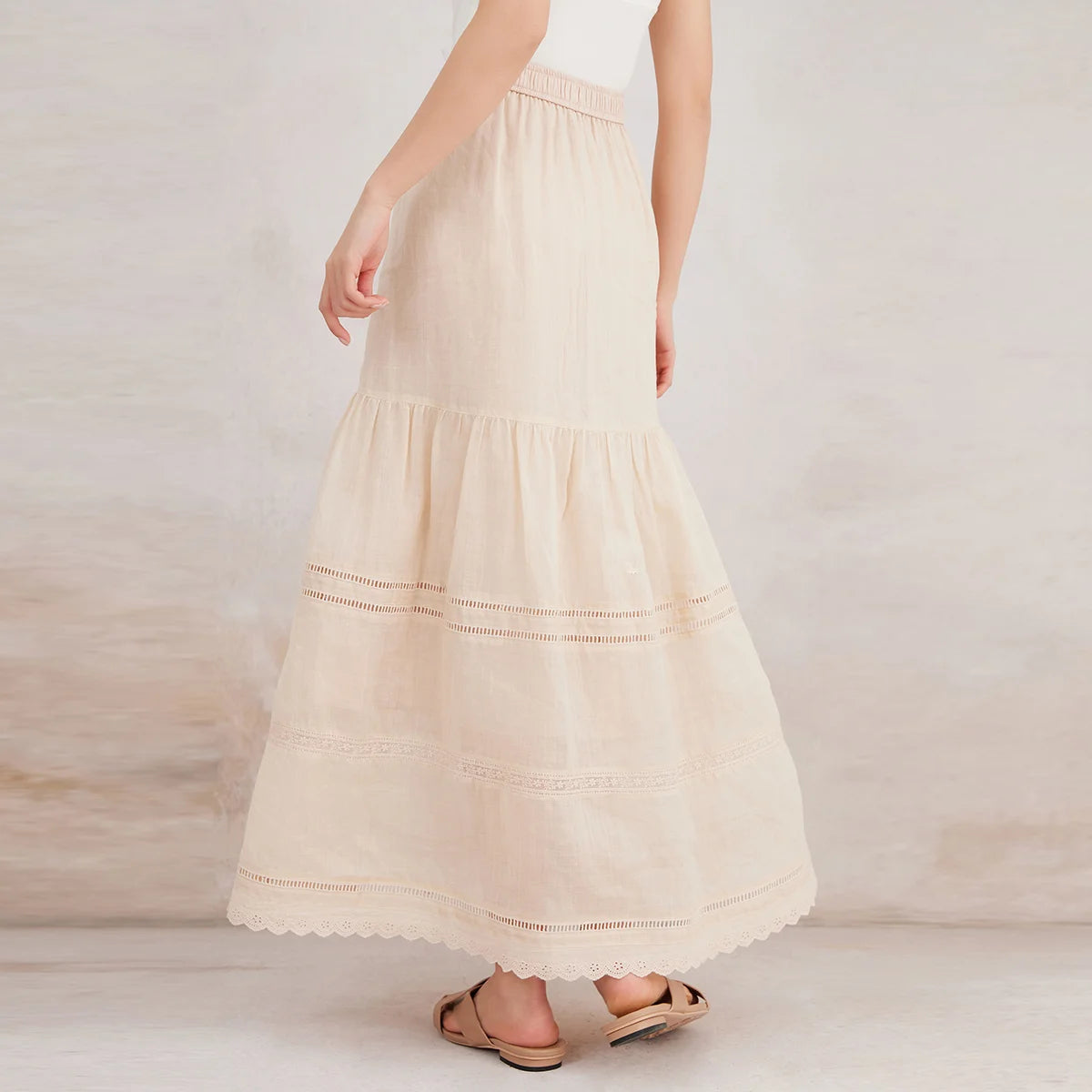 K3093W 100% Ramie Half Skirt High Quality Luxury Women's Clothing Spring Summer Hollow out  long skirts