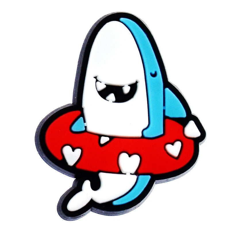 Lovely 1PCS Cartoon Shoe Charms Shark Icon Garden Shoe Accessories For Kids Party Gifts Boys Wristband Animal Button DIY