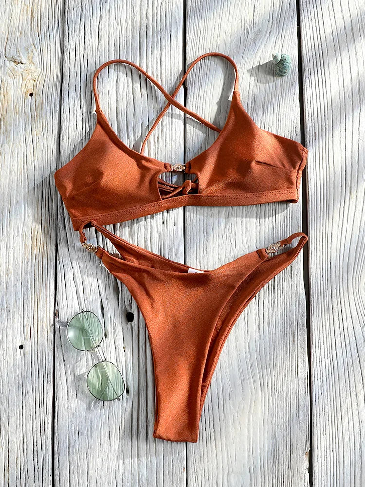 Miyouj Printed Bikini Sets 2025 Swimsuits Bandage Bathsuit Women's Swimwear Hollow Out Bathwear Sexy Two Piece Suit New Bikinis