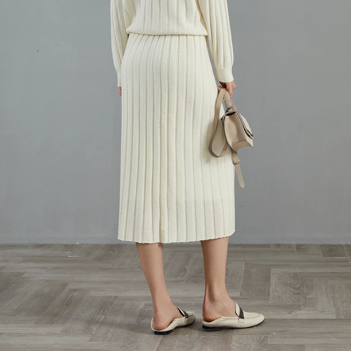 BC725 Women's Pure Cashmere Midi Skirt High Quality Luxury Brand Autumn Winter Fashion Elegant Clothing for Ladies