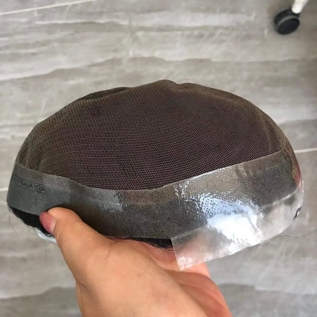 2025 New Toupee Breathable Lace With Thin Skin PU Base Brown Human Hair Replacement System Male Hair Pieces 20mm Curly Men's Wig