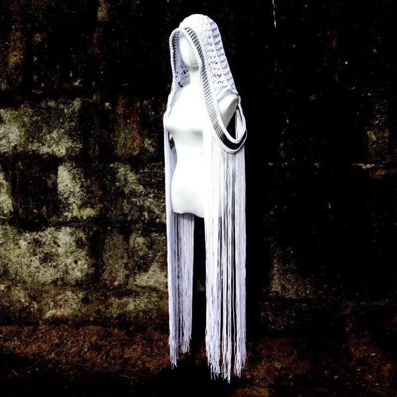 Leosoxs Handmade Crochet Knitted Cover Ups Sleeveless Women Long Cloak 2024 Summer Holiday Beachwear Sexy Solid Tassel Outfits