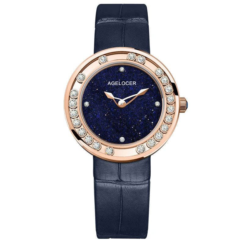 AGELOCER Original Baikal Watch Diamond Women's Quartz Luxury Diamond Watch Birthday Gift for Women