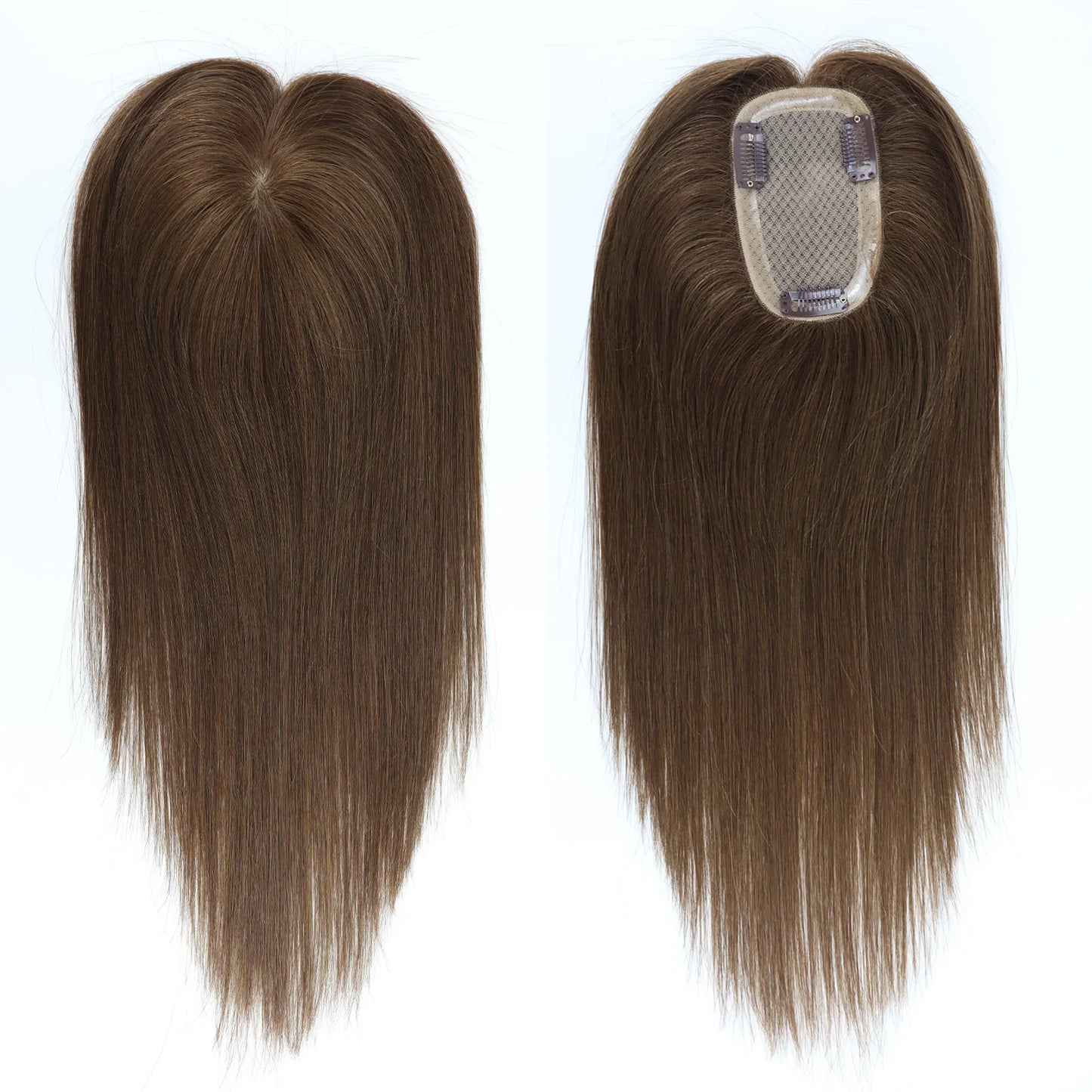 8x12cm Human Hair Topper Silk Top Remy European Hair Full Hand Made Silk Base Soft Breathable with Clips in Various Color Choice