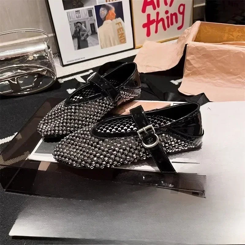 Summer New Fishing Net Hollow-out One Word Mary Zhen Baotou Single Shoes Sandals Women