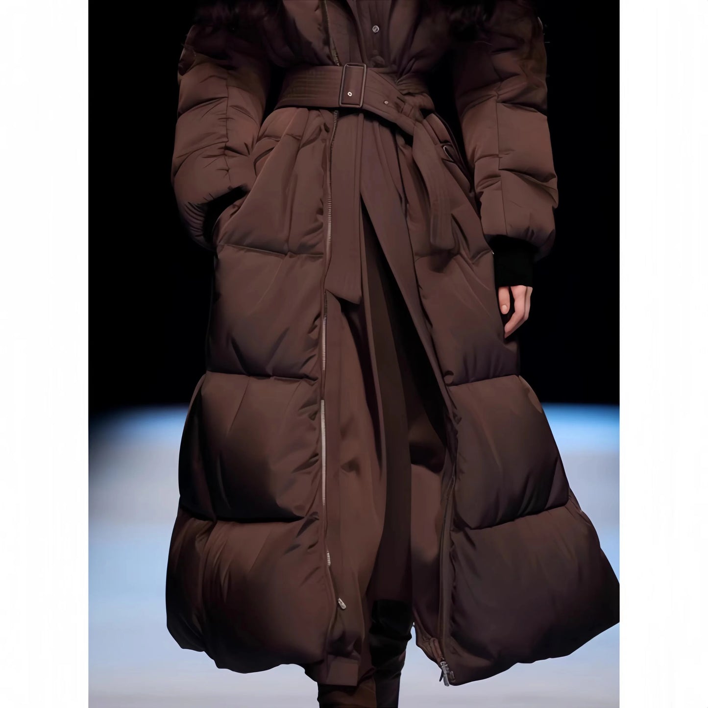 Women's Feathered Cotton Jacket, Hooded Coat, Korean Parkas,Female Clothing,Fur Collar,Adjustable Waist, Winter,New