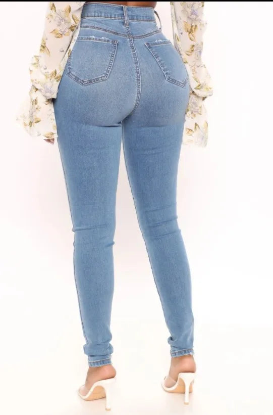 Denim Pencil Pants Jeans Women Streetwear 2025 Skinny Stretch High Waist Washed Pockets Basis Ankle Length Trousers Distressed
