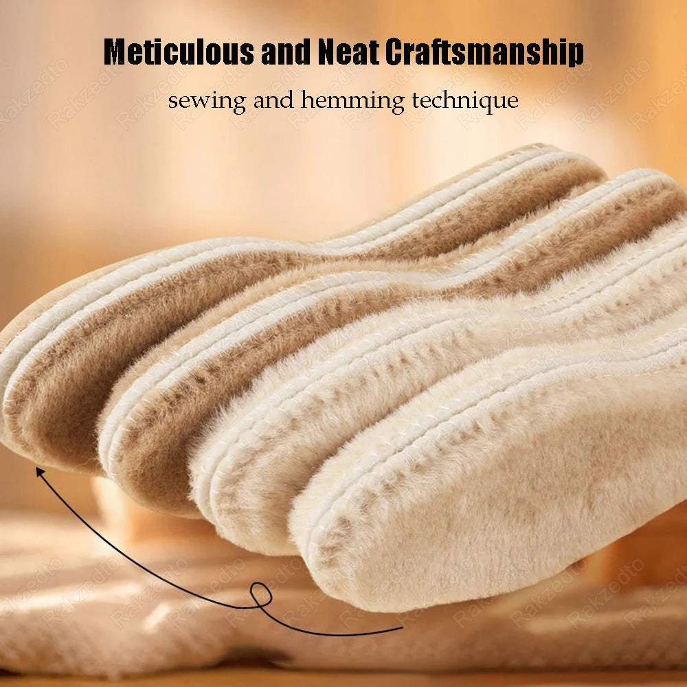 2/4Pcs Wool Felt Warm Insoles For Shoes Man Woman Thickened Cashmere Thermal Insoles for Feet Winter Snow Boots Inner Sole
