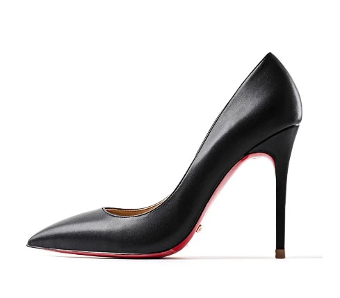 HLTINO 12CM Brown Patent Leather Pumps Women Red Bottom Heels Elegant High Heeled Stilettos Evening Shoe for Party