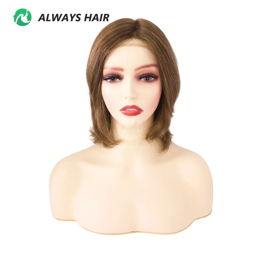 EW73- 6" European Virgin Hair Wig Natural French Lace Front Short Human Hair Women's Wigs